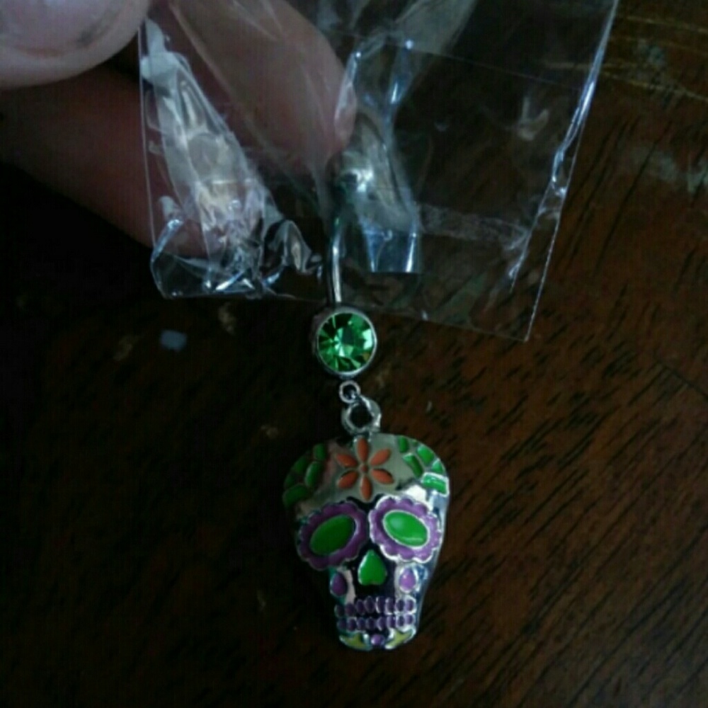 Sugar skull belly button ring